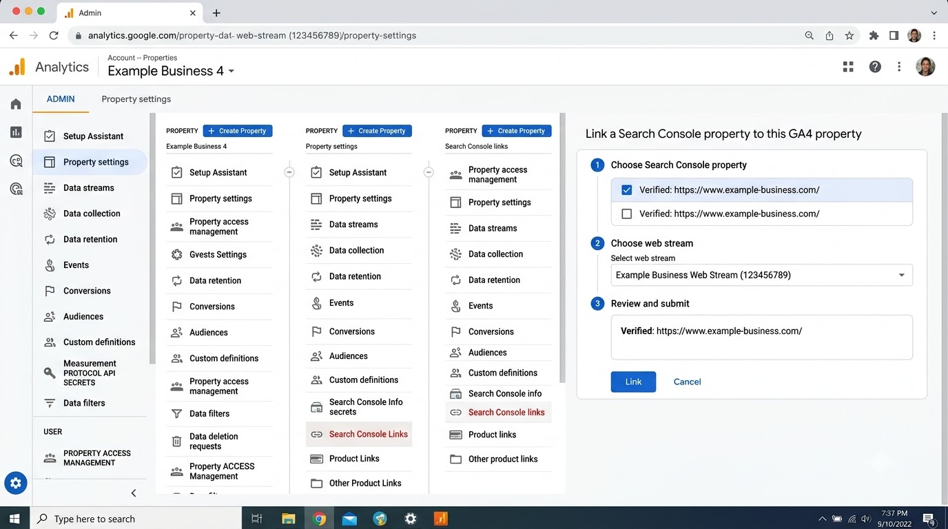 Connecting Google Search Console to Google Analytics