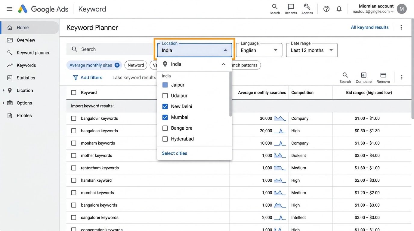 Setting Your Location, Language, and Date Range Filters